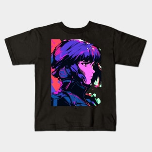 Cybernetic Journeys: Ghost in the Shell Aesthetics, Techno-Thriller Manga, and Mind-Bending Cyber Warfare Art Kids T-Shirt